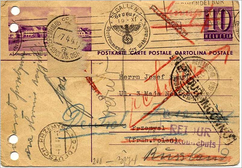 Postcard from Przemysl during the Nazi occupation